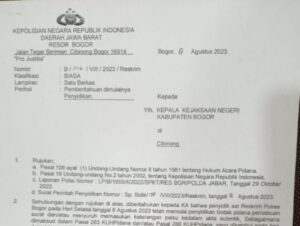 SPDP terbit, satus oknum pejabat Kades & Sekdes di wilayah kec. parungpanjang, kab. Bogor, naik sidik.