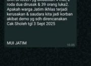 WA MISTERIUS Pesan Misterius Soal Demo 3 September, Adu Domba, Fakta, atau Ketar-Ketir?